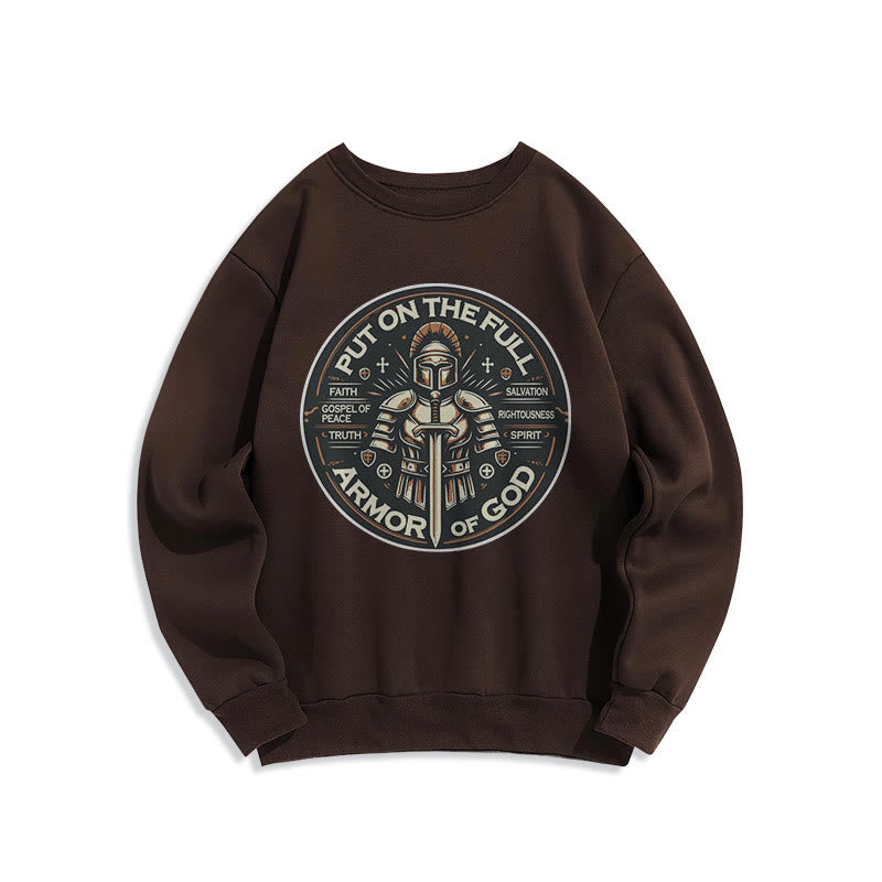 Modern Style Put On The Full Armor of God Fleece Lined Polyester Sweatshirt - Brown - 2XL - image 15