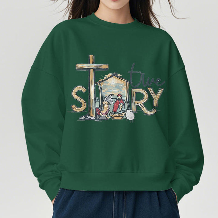 Christianartworkshop Modern Style True Story Nativity Scene Fleece Lined Polyester Sweatshirt - image 23