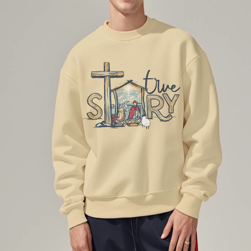 Christianartworkshop Modern Style True Story Nativity Scene Fleece Lined Polyester Sweatshirt - image 12