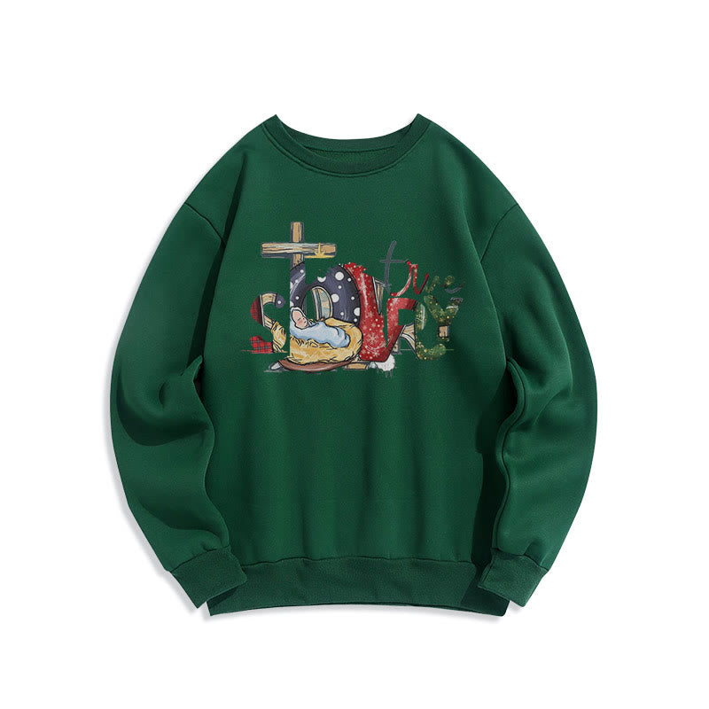 Christianartworkshop Modern Style True Story Nativity Scene Fleece Lined Polyester Sweatshirt - Green - 2XL - image 20