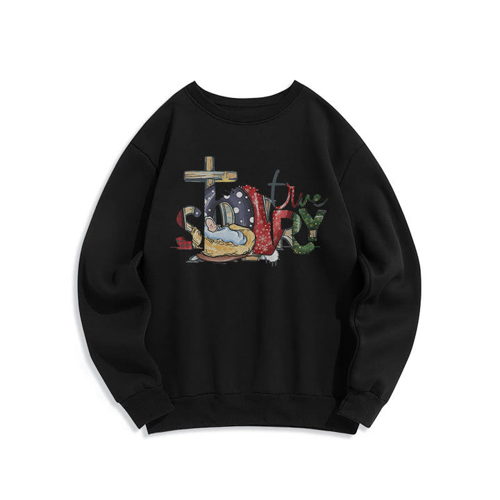 Christianartworkshop Modern Style True Story Nativity Scene Fleece Lined Polyester Sweatshirt - Black - 2XL - image 5