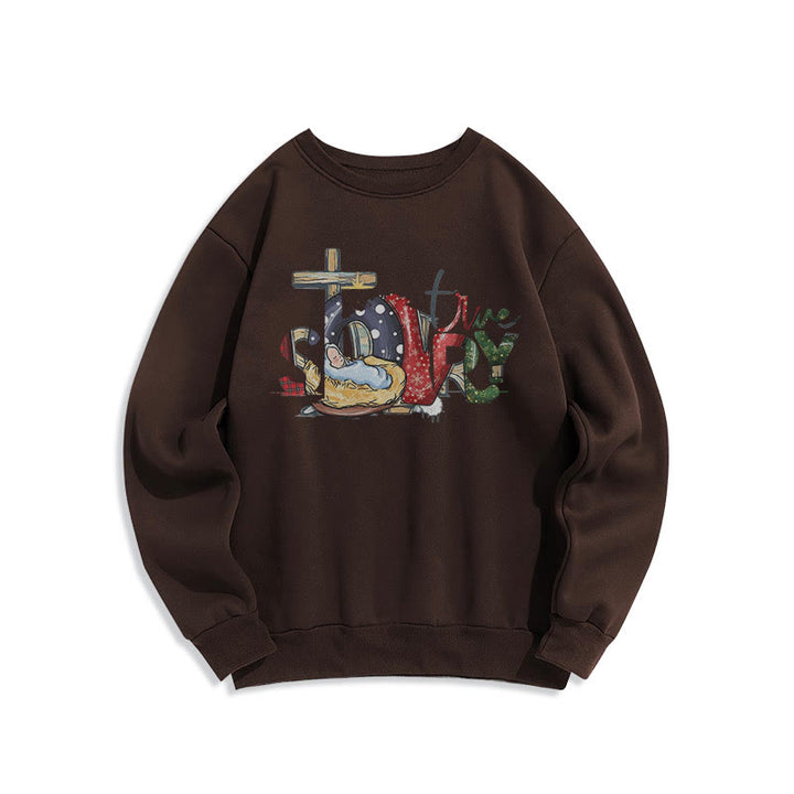 Christianartworkshop Modern Style True Story Nativity Scene Fleece Lined Polyester Sweatshirt - Brown - 2XL - image 15