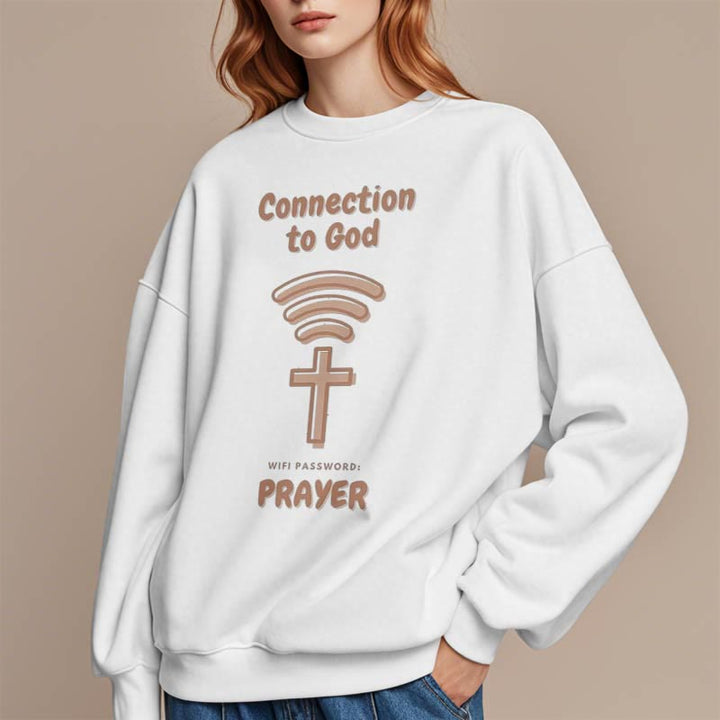 Modern Style Prayer Connection To God Fleece Lined Polyester Sweatshirt