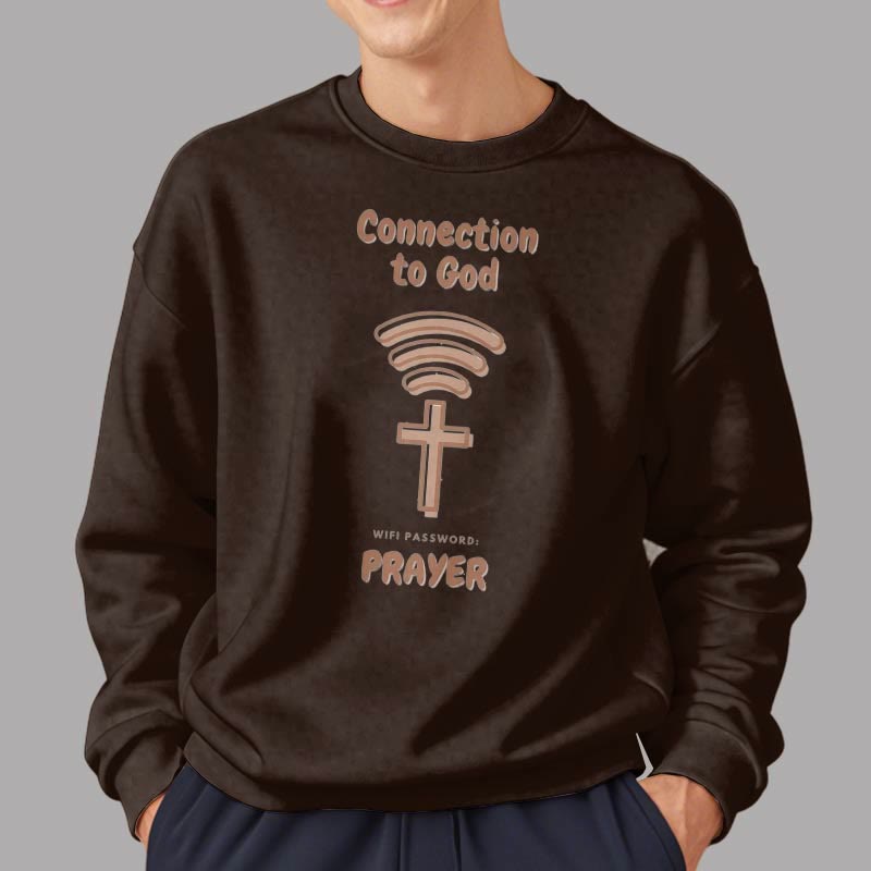 Modern Style Prayer Connection To God Fleece Lined Polyester Sweatshirt
