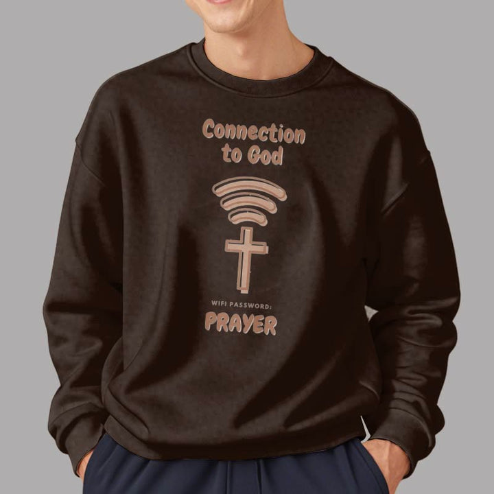 Modern Style Prayer Connection To God Fleece Lined Polyester Sweatshirt