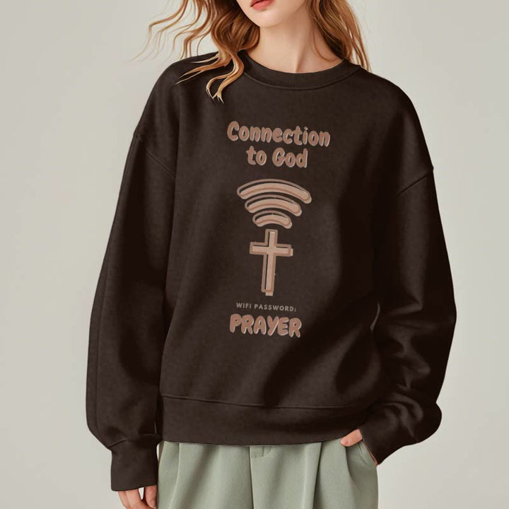 Modern Style Prayer Connection To God Fleece Lined Polyester Sweatshirt