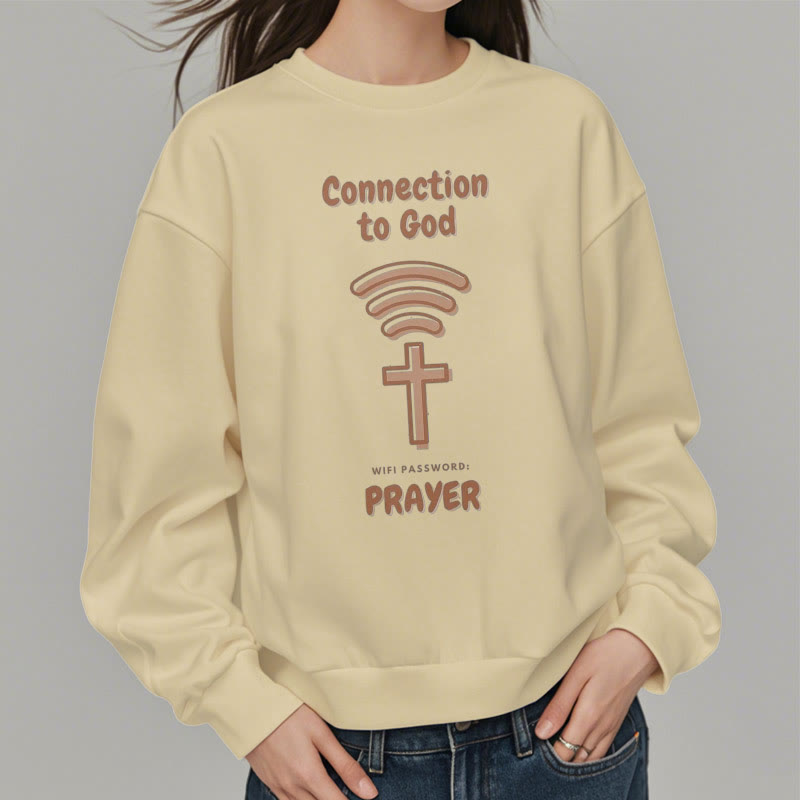 Modern Style Prayer Connection To God Fleece Lined Polyester Sweatshirt