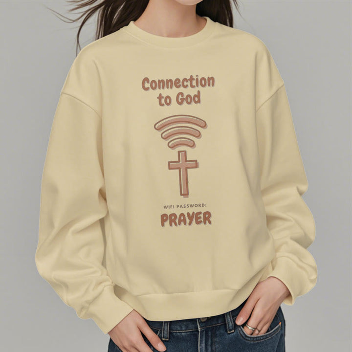 Modern Style Prayer Connection To God Fleece Lined Polyester Sweatshirt
