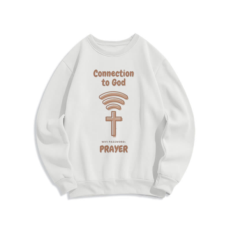 Modern Style Prayer Connection To God Fleece Lined Polyester Sweatshirt - White - 2XL - image 10