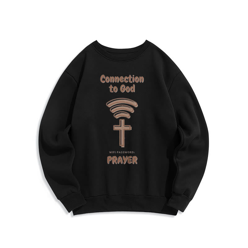 Modern Style Prayer Connection To God Fleece Lined Polyester Sweatshirt - Black - 2XL - image 5