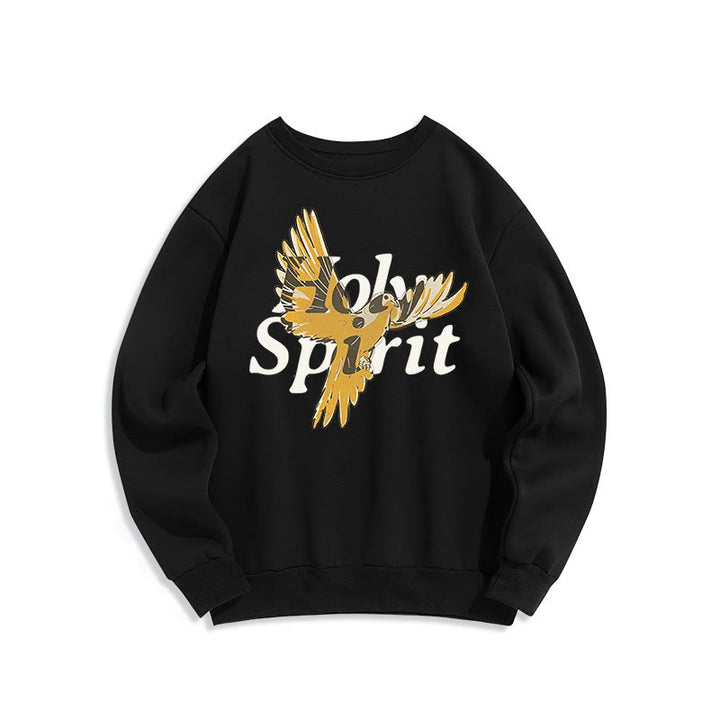 Classic Style Holy Spirit Flying Dove Fleece Lined Polyester Sweatshirt - Black - 2XL - image 0