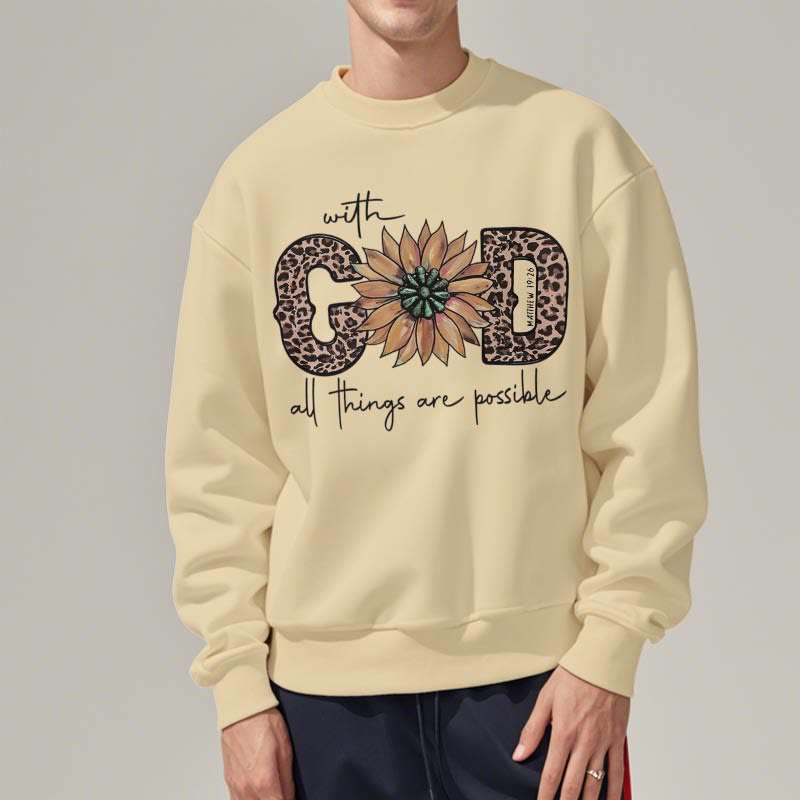 Quotation Style With God All Things Are Possible Fleece Lined Polyester Sweatshirt - image 18