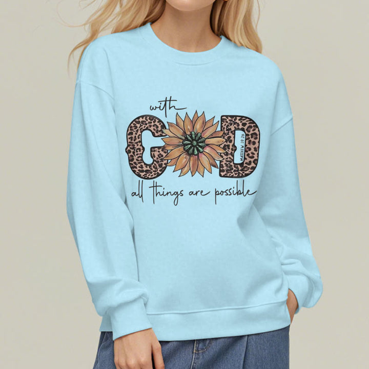 Christianartworkshop Quotation Style With God All Things Are Possible Fleece Lined Polyester Sweatshirt - image 2