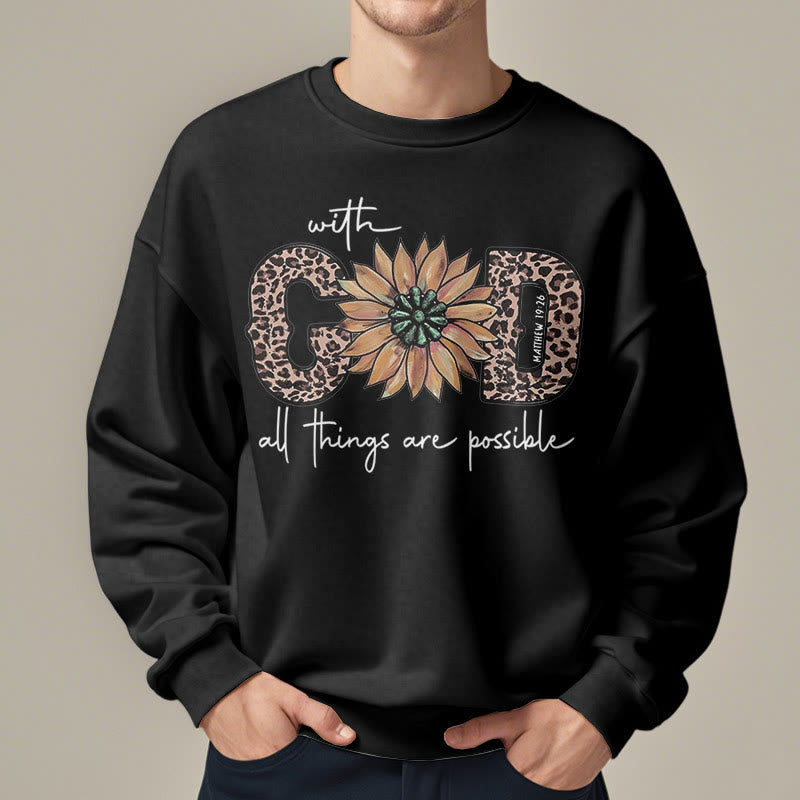 Quotation Style With God All Things Are Possible Fleece Lined Polyester Sweatshirt - image 8