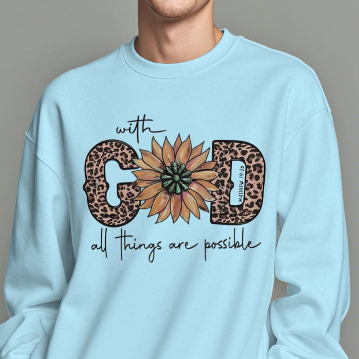 Quotation Style With God All Things Are Possible Fleece Lined Polyester Sweatshirt - image 1