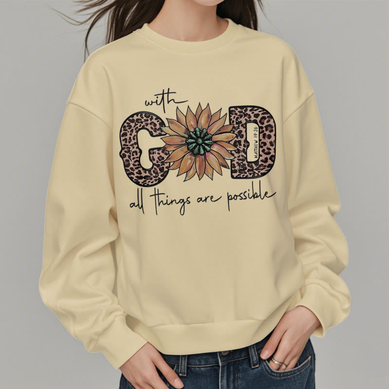 Quotation Style With God All Things Are Possible Fleece Lined Polyester Sweatshirt - image 17