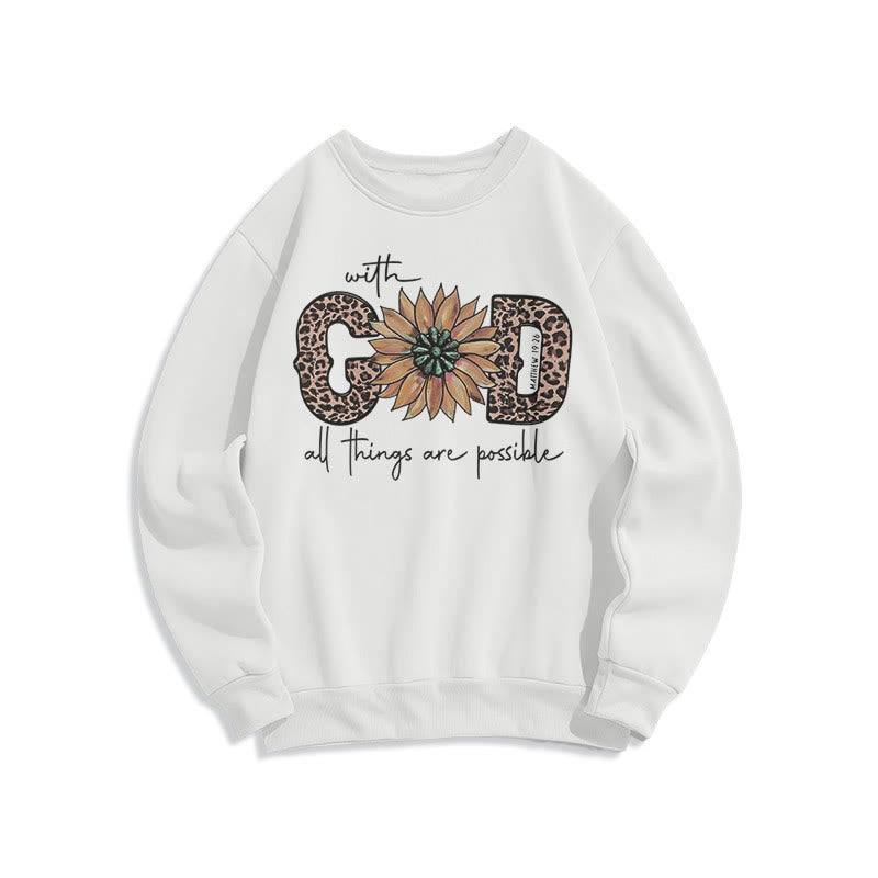 Quotation Style With God All Things Are Possible Fleece Lined Polyester Sweatshirt - White - 2XL - image 10