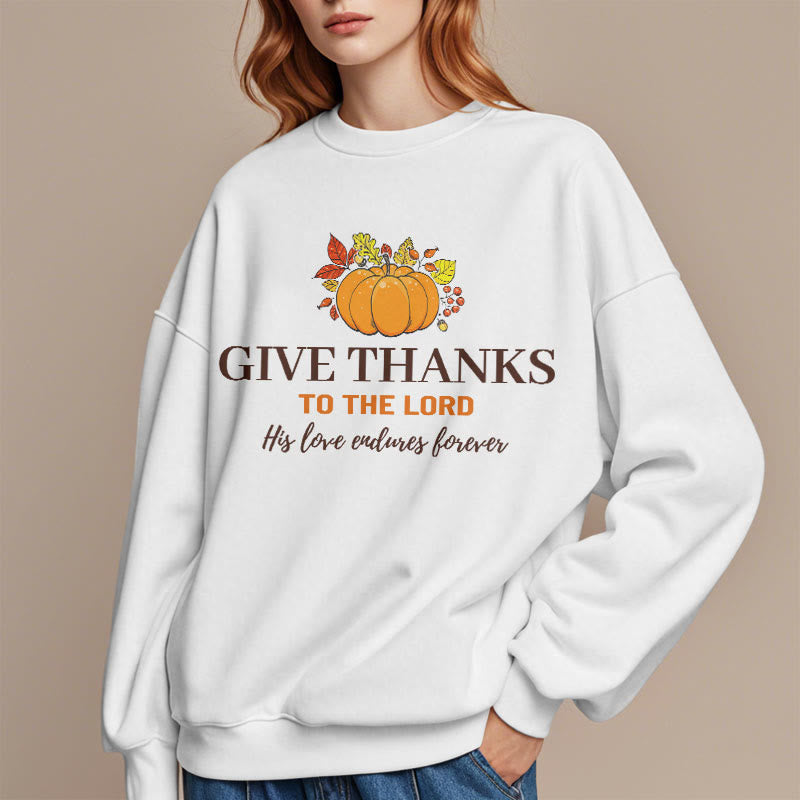 Christianartworkshop Modern Style Give Thanks to the Lord Pumpkin Fleece Lined Polyester Sweatshirt - image 8