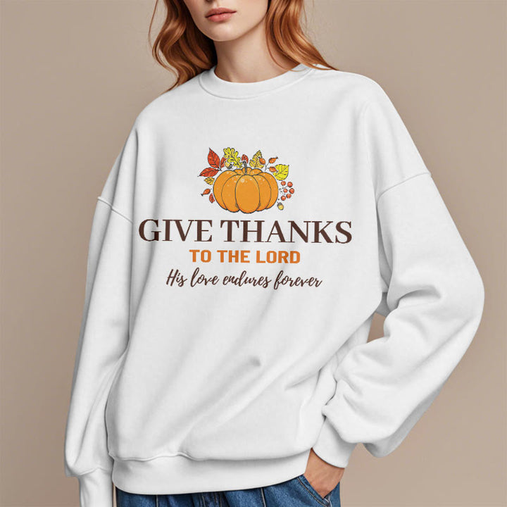 Christianartworkshop Modern Style Give Thanks to the Lord Pumpkin Fleece Lined Polyester Sweatshirt - image 8