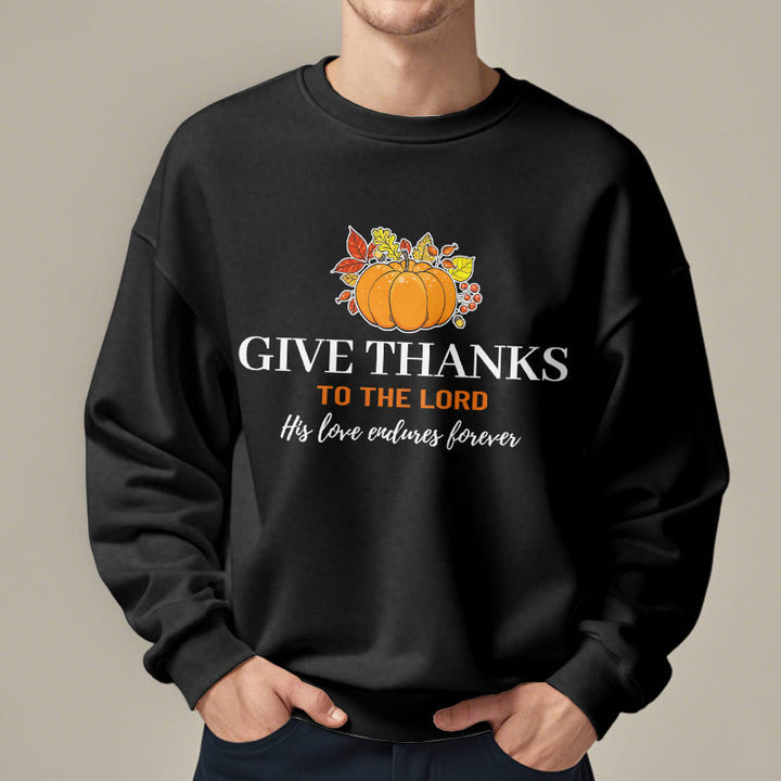 Christianartworkshop Modern Style Give Thanks to the Lord Pumpkin Fleece Lined Polyester Sweatshirt - image 1
