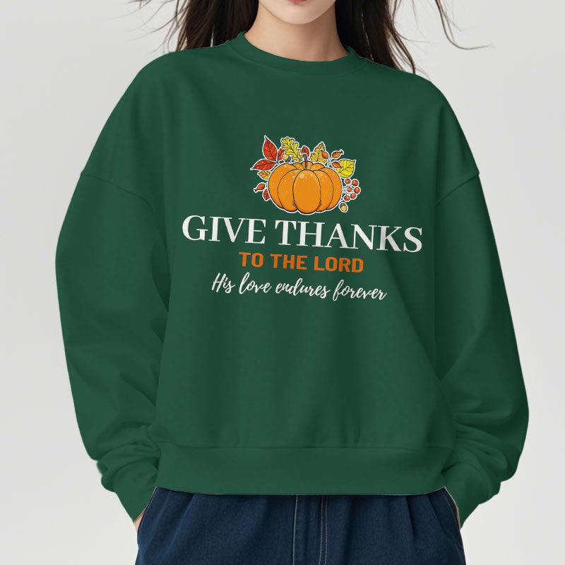 Christianartworkshop Modern Style Give Thanks to the Lord Pumpkin Fleece Lined Polyester Sweatshirt - image 23