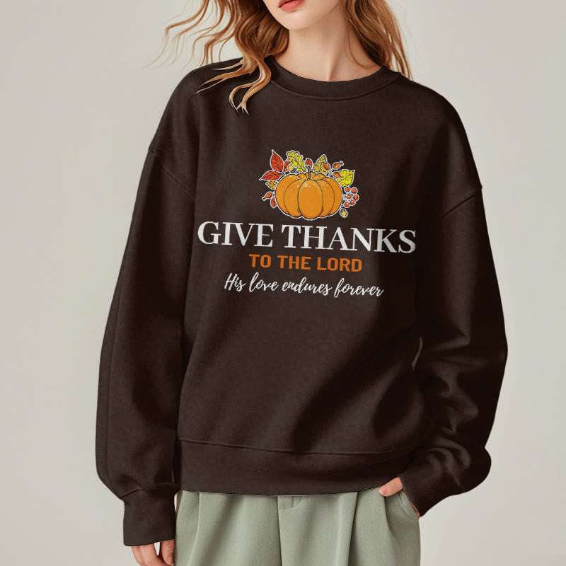 Christianartworkshop Modern Style Give Thanks to the Lord Pumpkin Fleece Lined Polyester Sweatshirt - image 18