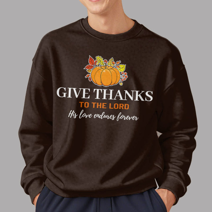 Christianartworkshop Modern Style Give Thanks to the Lord Pumpkin Fleece Lined Polyester Sweatshirt - image 17