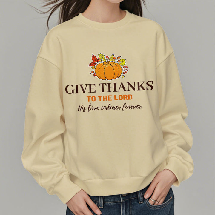 Christianartworkshop Modern Style Give Thanks to the Lord Pumpkin Fleece Lined Polyester Sweatshirt - image 12