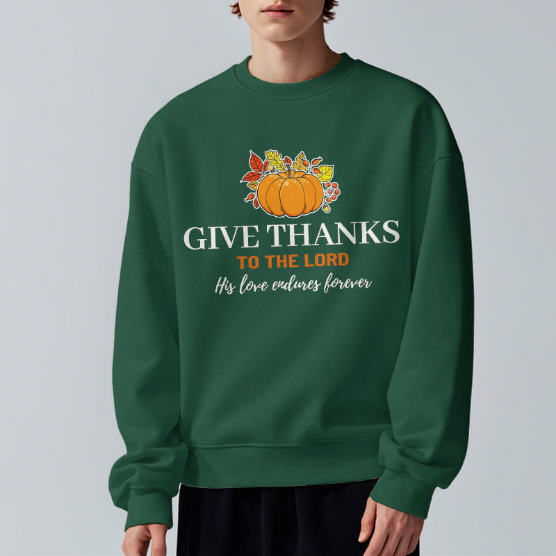 Christianartworkshop Modern Style Give Thanks to the Lord Pumpkin Fleece Lined Polyester Sweatshirt - image 22