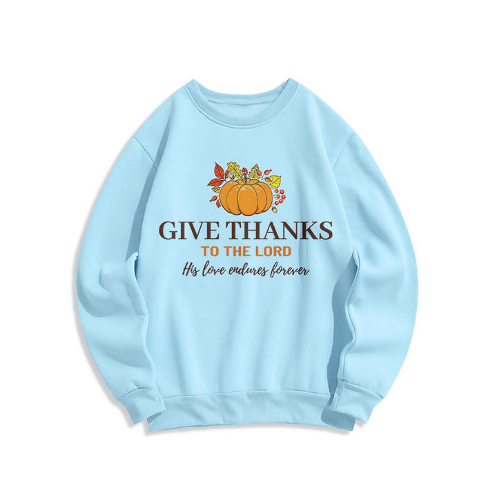 Christianartworkshop Modern Style Give Thanks to the Lord Pumpkin Fleece Lined Polyester Sweatshirt - Blue - 2XL - image 25