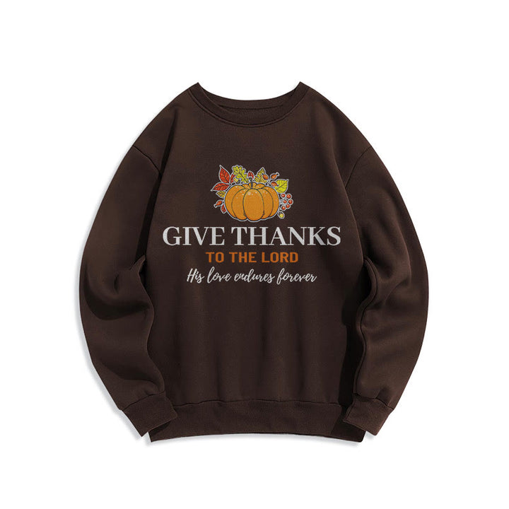 Christianartworkshop Modern Style Give Thanks to the Lord Pumpkin Fleece Lined Polyester Sweatshirt - Brown - 2XL - image 15