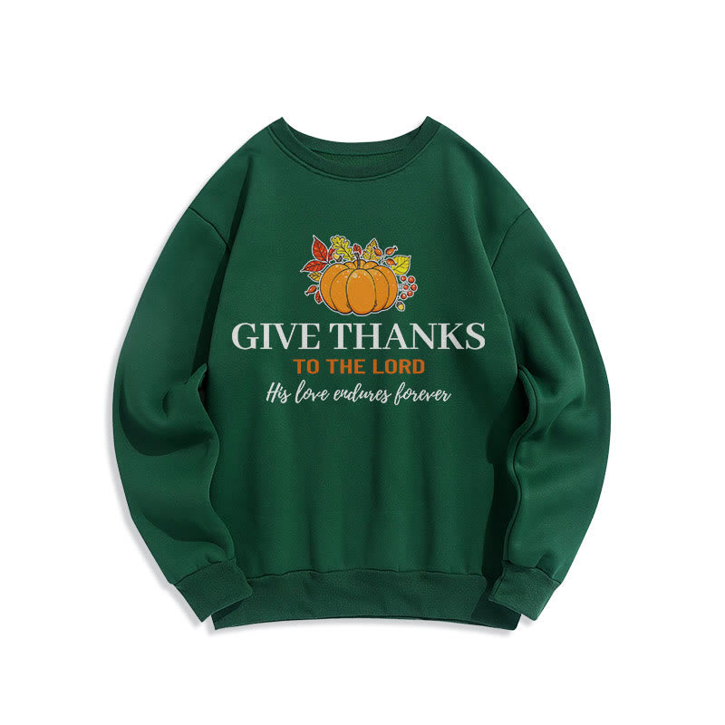 Christianartworkshop Modern Style Give Thanks to the Lord Pumpkin Fleece Lined Polyester Sweatshirt - Green - 2XL - image 20