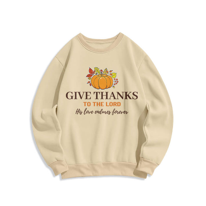Christianartworkshop Modern Style Give Thanks to the Lord Pumpkin Fleece Lined Polyester Sweatshirt - Beige - 2XL - image 10