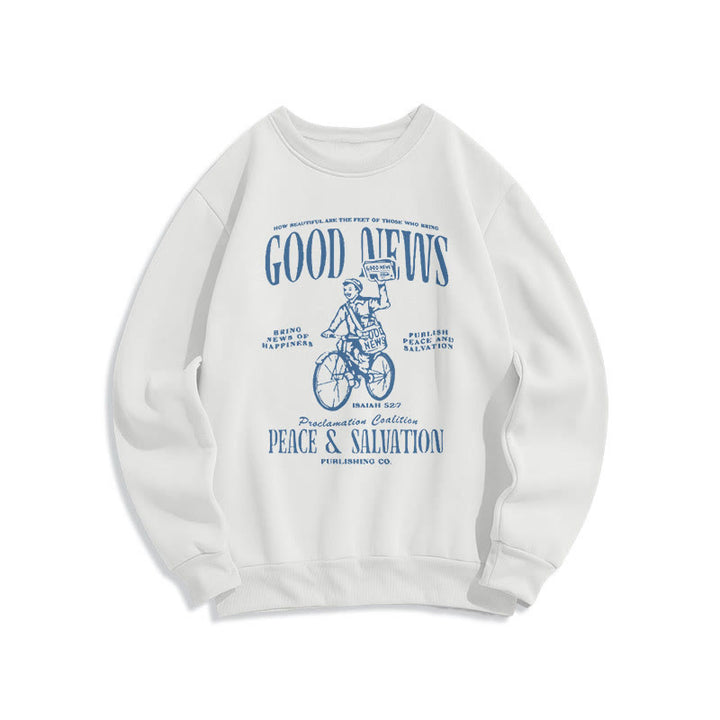 Christianartworkshop Quotation Style Good News Isaiah 52:7 Fleece Lined Polyester Sweatshirt - White - 2XL - image 10