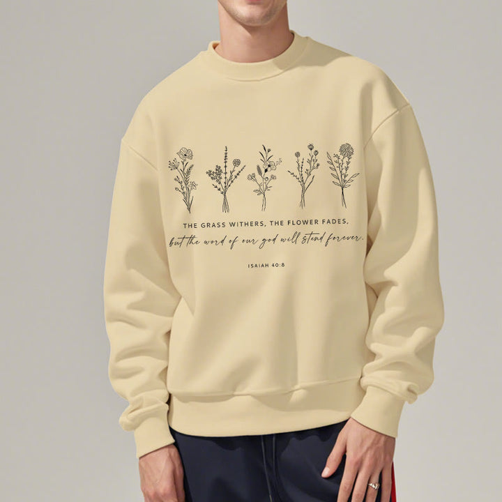 Christianartworkshop Quotation Style Isaiah 40:8 Floral Forever Fleece Lined Polyester Sweatshirt - image 7
