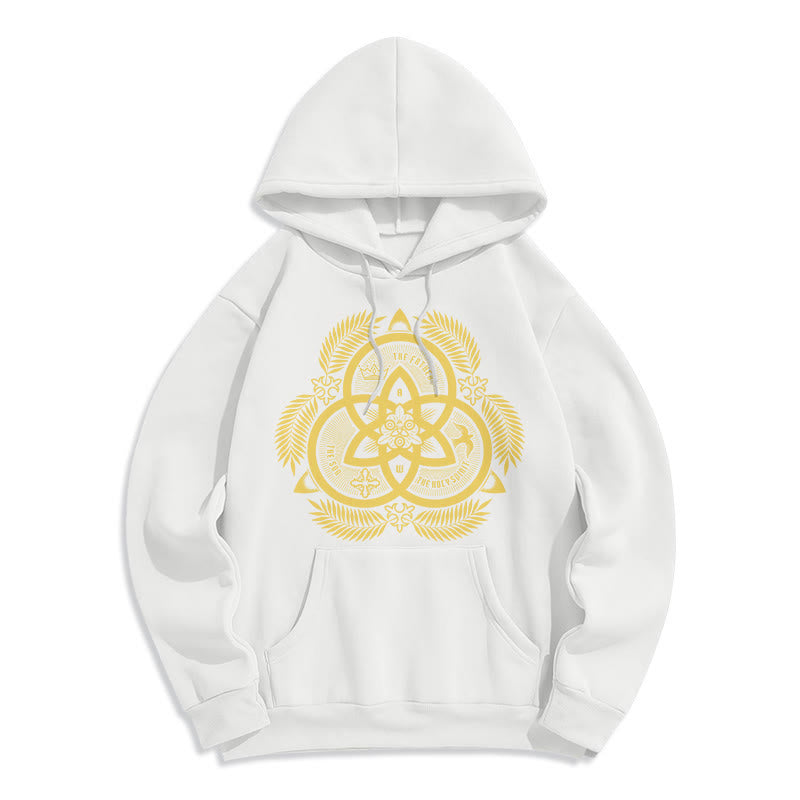 Classic Style Divine Unity Gold Sacred Emblem Fleece Lined Polyester Hoodie - White - 2XL - image 10