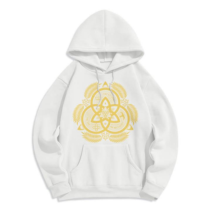 Classic Style Divine Unity Gold Sacred Emblem Fleece Lined Polyester Hoodie - White - 2XL - image 10