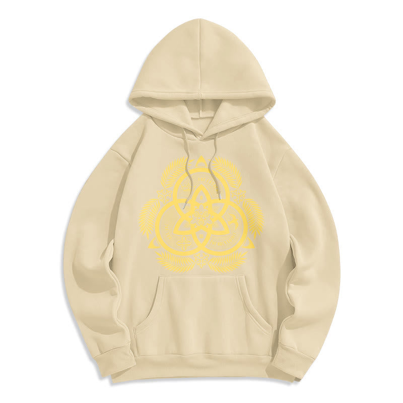 Classic Style Divine Unity Gold Sacred Emblem Fleece Lined Polyester Hoodie - Beige - 2XL - image 15
