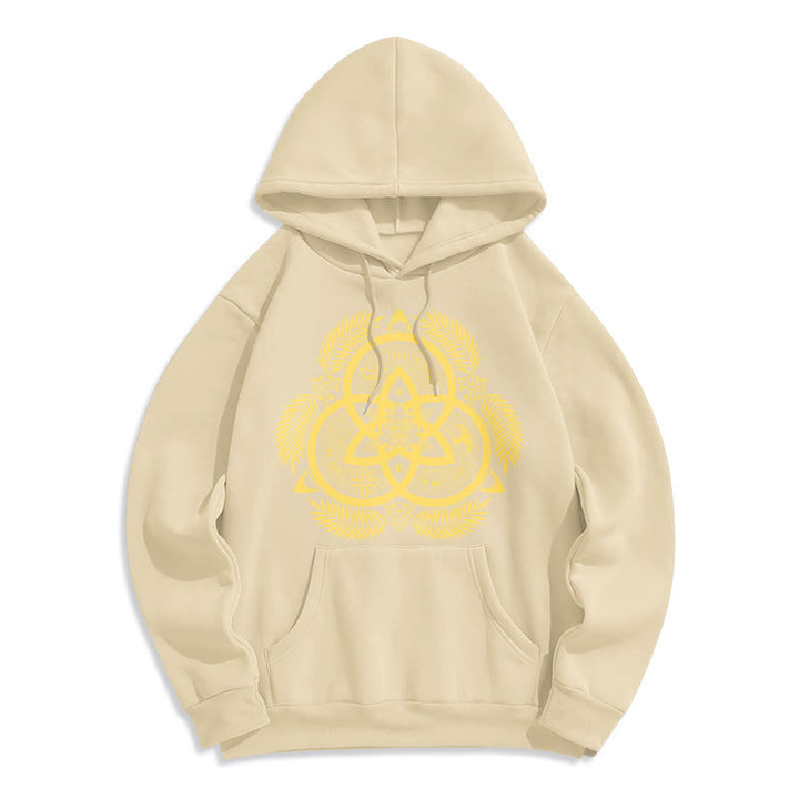 Classic Style Divine Unity Gold Sacred Emblem Fleece Lined Polyester Hoodie - Beige - 2XL - image 15
