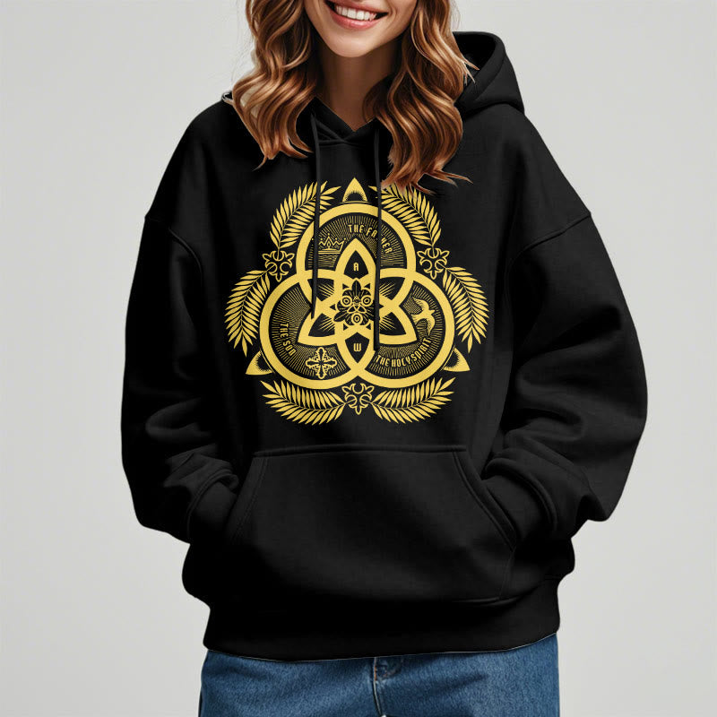 Classic Style Divine Unity Gold Sacred Emblem Fleece Lined Polyester Hoodie - image 7