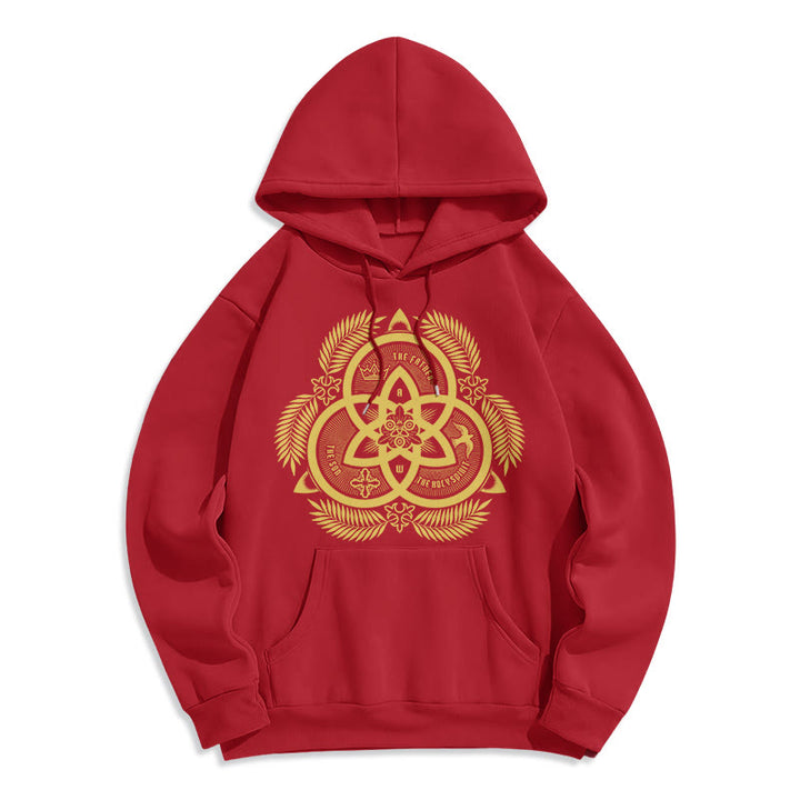 Classic Style Divine Unity Gold Sacred Emblem Fleece Lined Polyester Hoodie - Red - 2XL - image 35