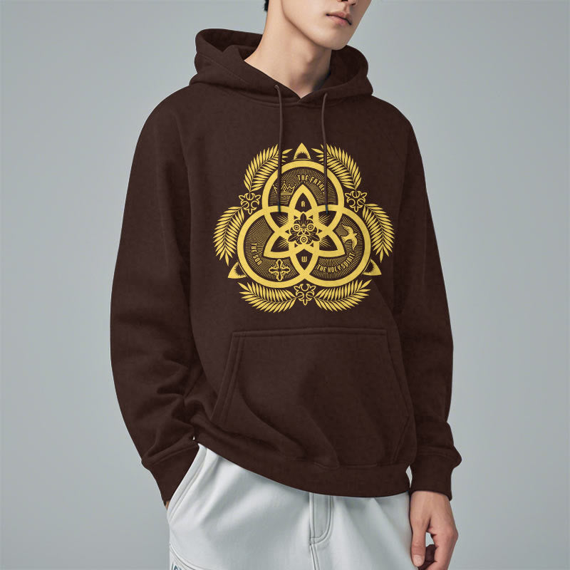 Christianartworkshop Classic Style Divine Unity Gold Sacred Emblem Fleece Lined Polyester Hoodie - image 22