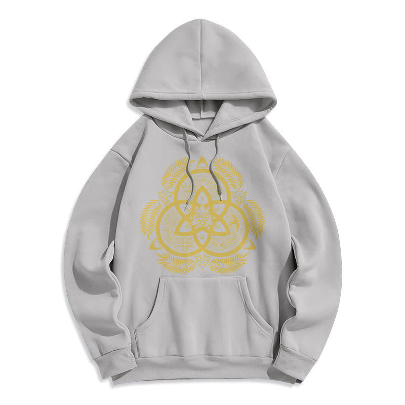 Classic Style Divine Unity Gold Sacred Emblem Fleece Lined Polyester Hoodie - Grey - 2XL - image 30