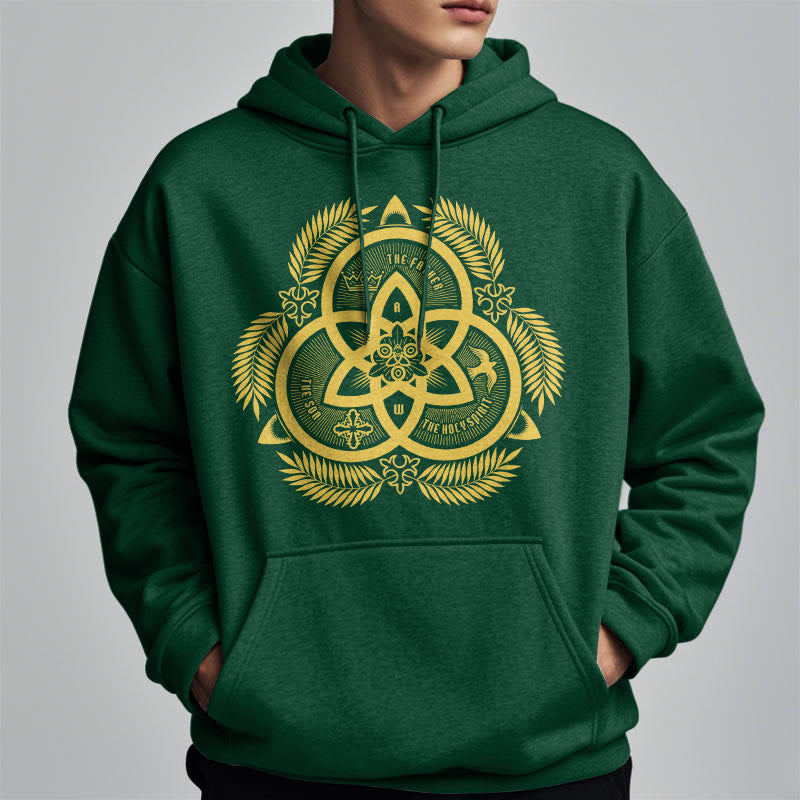 Christianartworkshop Classic Style Divine Unity Gold Sacred Emblem Fleece Lined Polyester Hoodie - image 1