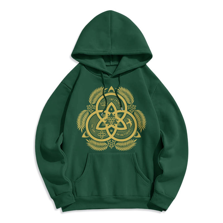 Classic Style Divine Unity Gold Sacred Emblem Fleece Lined Polyester Hoodie - Green - 2XL - image 0