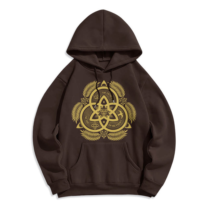 Classic Style Divine Unity Gold Sacred Emblem Fleece Lined Polyester Hoodie - Brown - 2XL - image 20