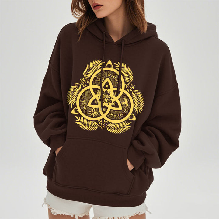 Classic Style Divine Unity Gold Sacred Emblem Fleece Lined Polyester Hoodie - image 23