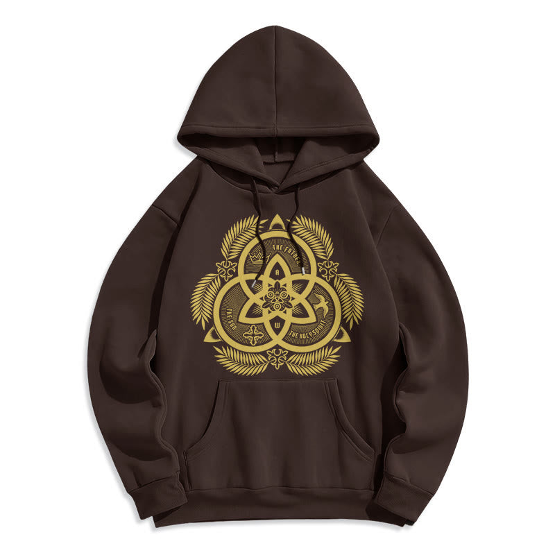 Classic Style Divine Unity Gold Sacred Emblem Fleece Lined Polyester Hoodie - Brown - 2XL - image 20