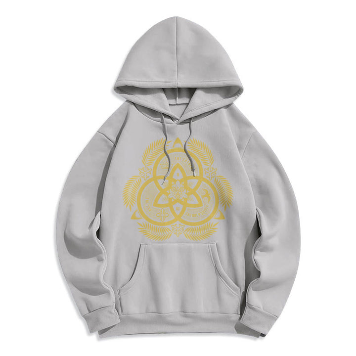 Classic Style Divine Unity Gold Sacred Emblem Fleece Lined Polyester Hoodie - Grey - 2XL - image 30