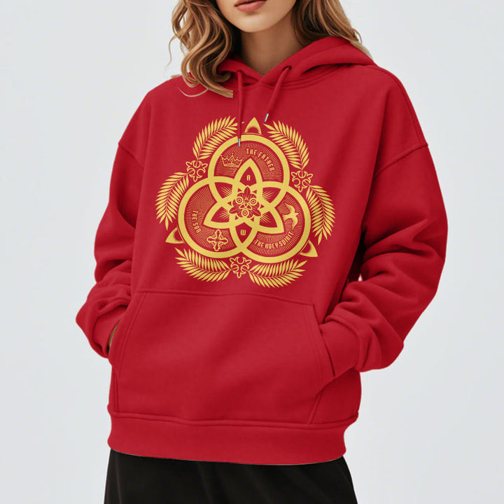 Christianartworkshop Classic Style Divine Unity Gold Sacred Emblem Fleece Lined Polyester Hoodie - image 37